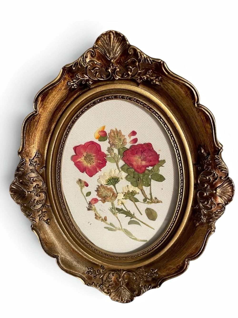 Ornate Floral Framed Decor in Brown & Gold